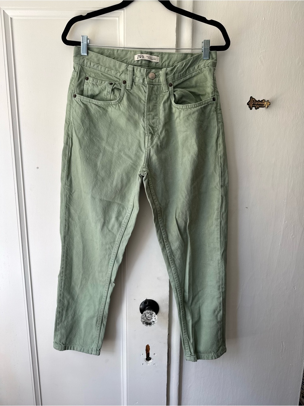 ZARA Sage Green High-Rise Jeans